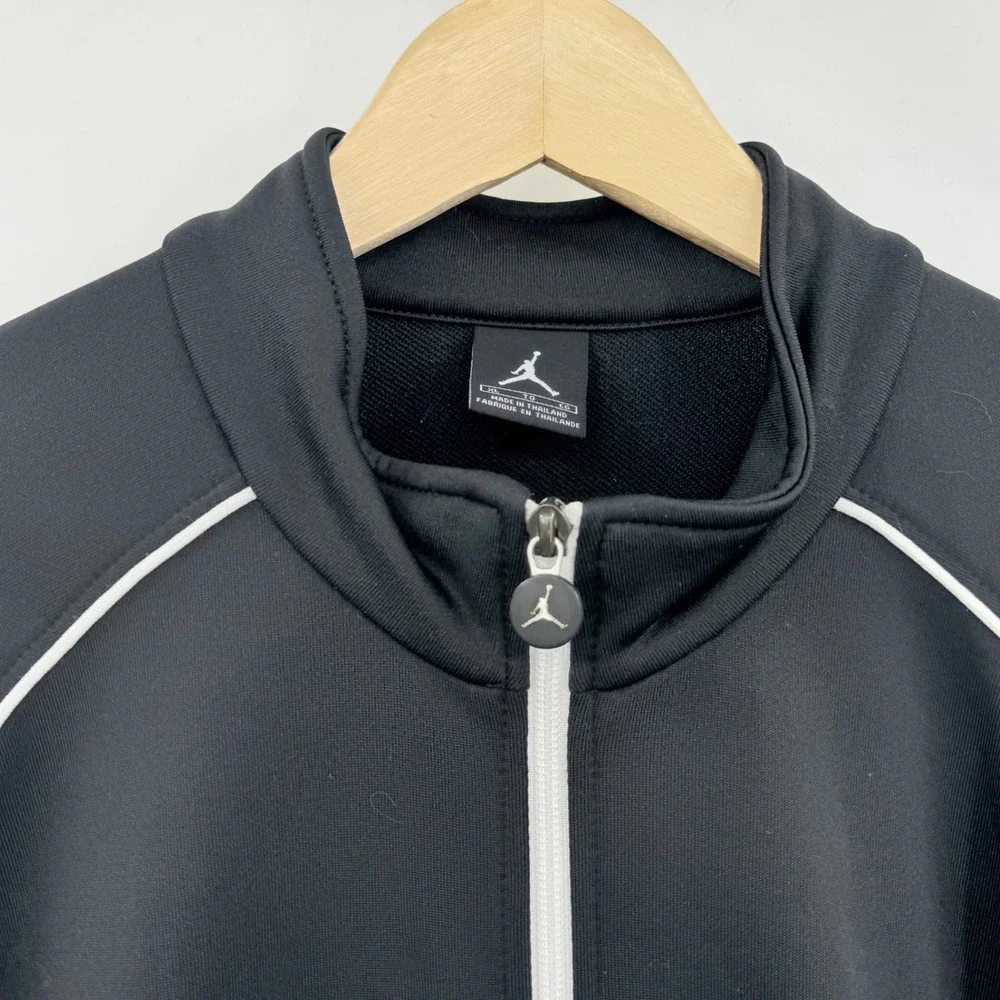 Jordan Mens XL Black White Full Zip Track Jacket Jumpman Logo‎ Y2K Streetwear